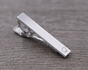 Cherry Wood Tie Bar Engraved in The USA Wooden Accessories Company Wooden Tie Clips with Laser Engraved Roman Numeral Ten Design