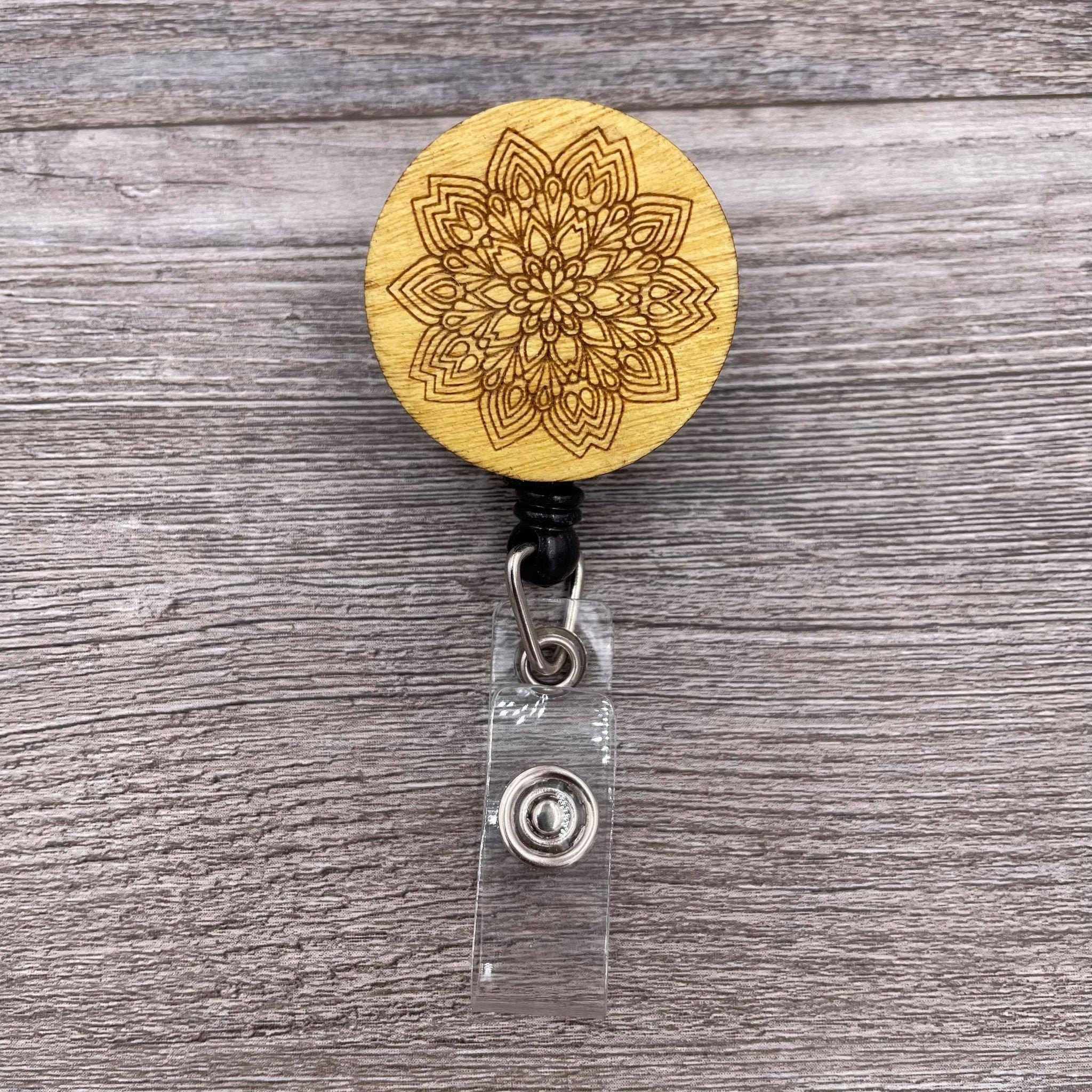 Lotus Flower Badge Reel, Glitter Badge Reel, Retractable Badge