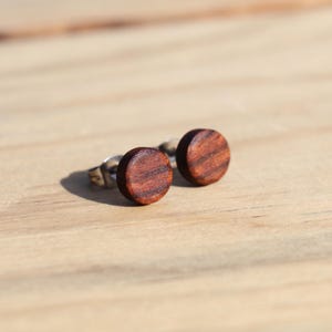 Chechen Stud Earrings for Women and Men Small Wood Earrings for Her and Him Unique Handmade Unisex Earrings Tiny Wood Stud Earrings