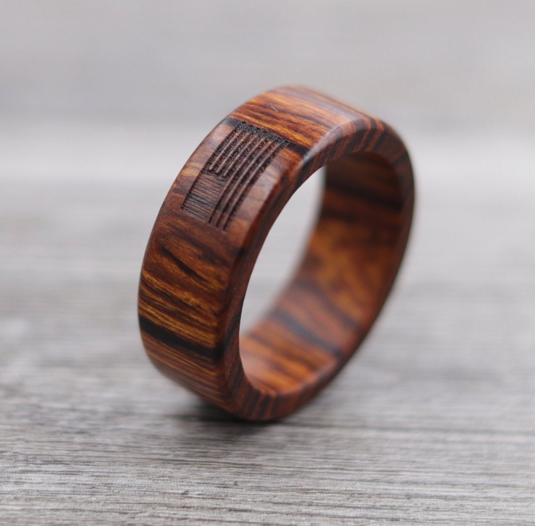 Desert Ironwood American Flag Ring Custom Wood Ring Patriotic