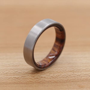 Titanium Ring Lined with Desert Ironwood - Wedding Band - Unique Wedding Ring