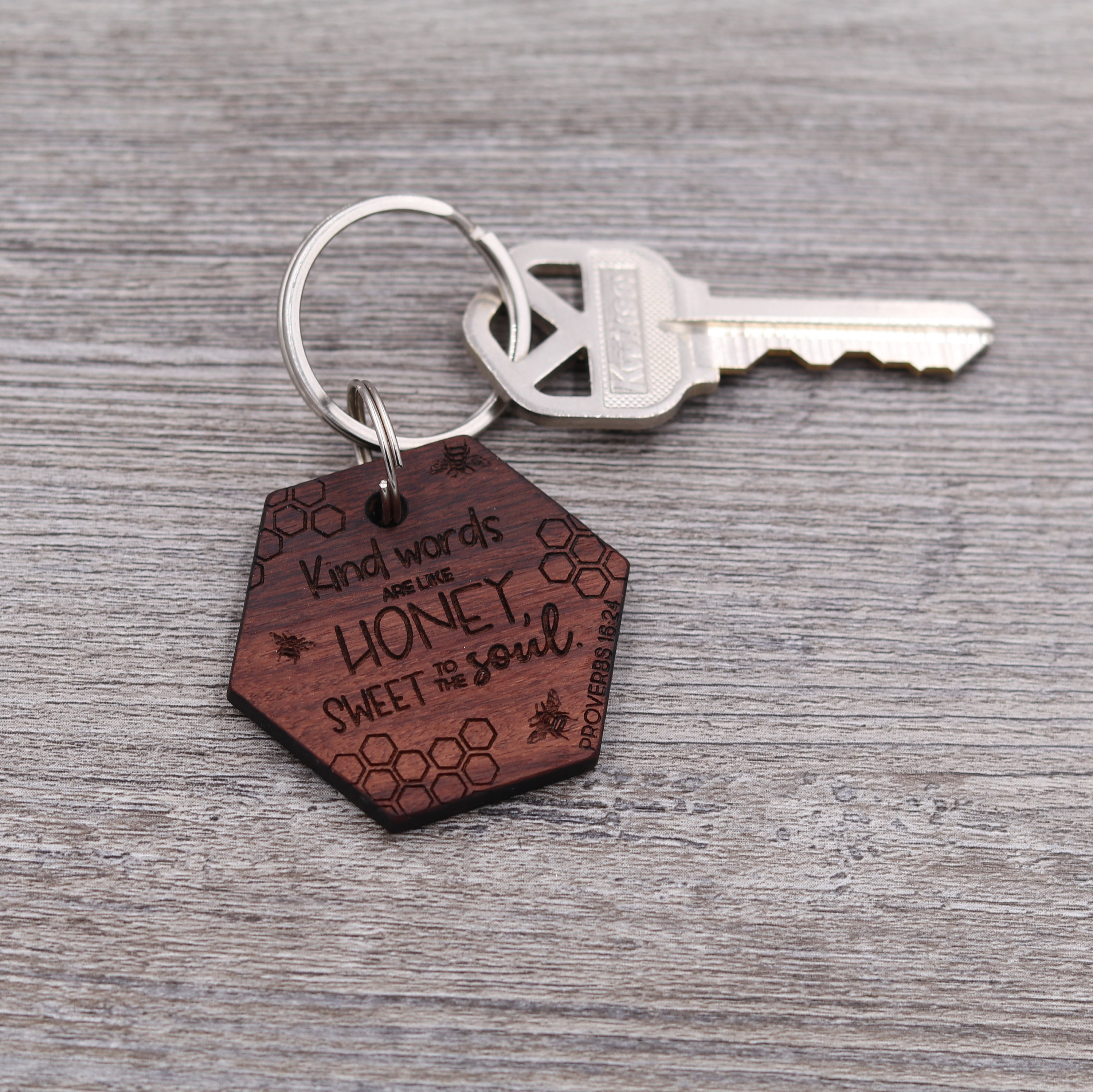 Kind Words, Keychain, Personalized Keychain, Custom Keychain, Wood