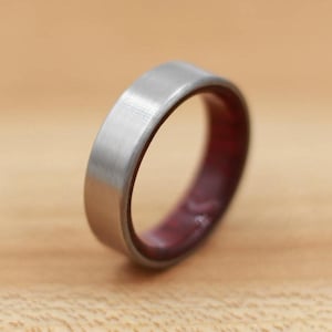Titanium Ring Lined with Purpleheart - Wedding Band - Unique Wedding Ring - Titanium Wedding Band