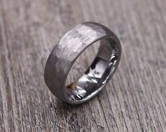 Hammered Tungsten Ring,Tungsten Band,Wedding Band,Personalized Ring,Engraved Ring,Custom Ring,Wedding Ring,Unique Ring,Mens Jewelry