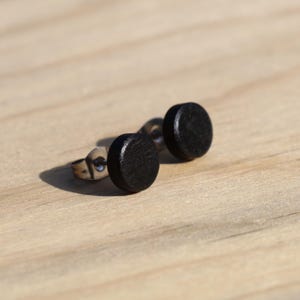 Ebony Stud Earrings for Women and Men Small Wood Earrings for Her and Him Unique Handmade Unisex Earrings Tiny Wood Stud Earrings