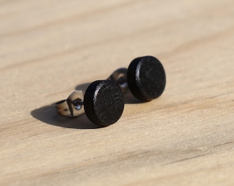Ebony: Wood Stud Earrings