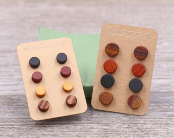 8 Pairs (Choice of Wood): Wood Stud Earrings