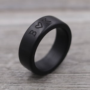 Ebony Wood Ring - Engraved Ring - Unique Wedding Ring - Natural Jewelry - Wedding Ring - Wooden Ring - Mens Jewelry - 5 Year Anniversary