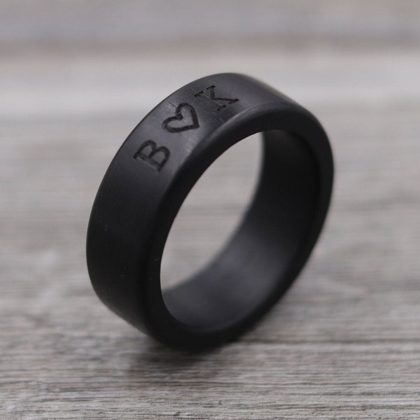 Ebony Wood Ring - Engraved Ring - Unique Wedding Ring - Natural Jewelry - Wedding Ring - Wooden Ring - Mens Jewelry - 5 Year Anniversary