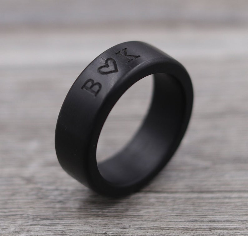 Ebony Wood Ring Engraved Ring Unique Wedding Ring Natural Jewelry Wedding Ring Wooden Ring Mens Jewelry 5 Year Anniversary image 1