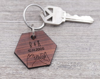 Pinky Promise, Pinky Swear, Best Friend Gift, Personalized Keychain, Custom Keychain, Wood Keychain, Boyfriend Gift, Girlfriend Gift