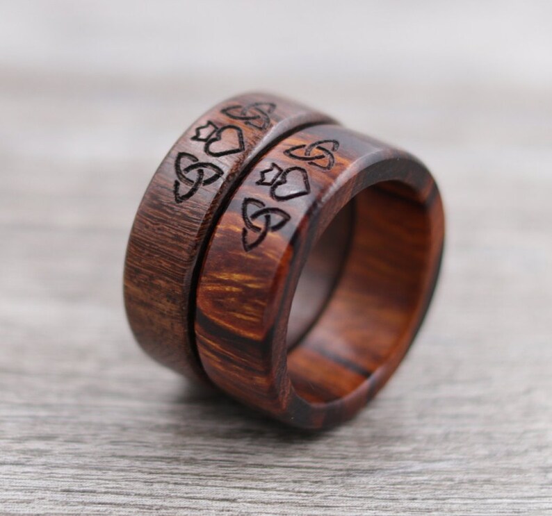 Wood Irish Claddagh Ring Custom Wood Ring Personalized Etsy