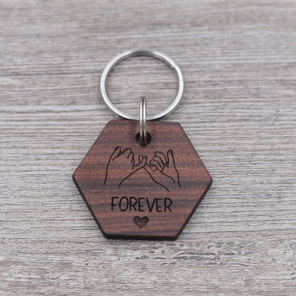 Pinky Promise FOREVER, Pinky Swear, Best Friend Gift, Personalized Keychain, Custom Keychain, Wood Keychain, Boyfriend Gift, Girlfriend Gift