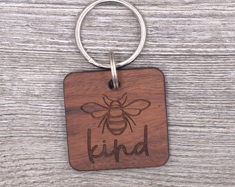 Be Kind Keychain, Bee Kind Keychain, Inspirational, Motivation, Small Gift, Personalized Keychain, Custom Keychain, Wood Keychain