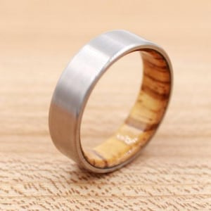 Titanium Ring Lined with Zebrawood - Wedding Band - Unique Wedding Ring