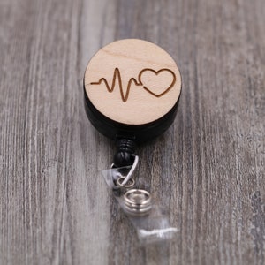 EKG Badge Reel, Cardiologist, Medical, Heart Health, Doctor, Custom ID Badge, Retractable Badge Reel, Work ID, Personalized Badge