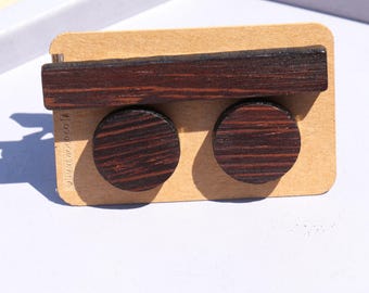 Wenge: Custom Engraved Wood Cufflinks and Tie Clip Set