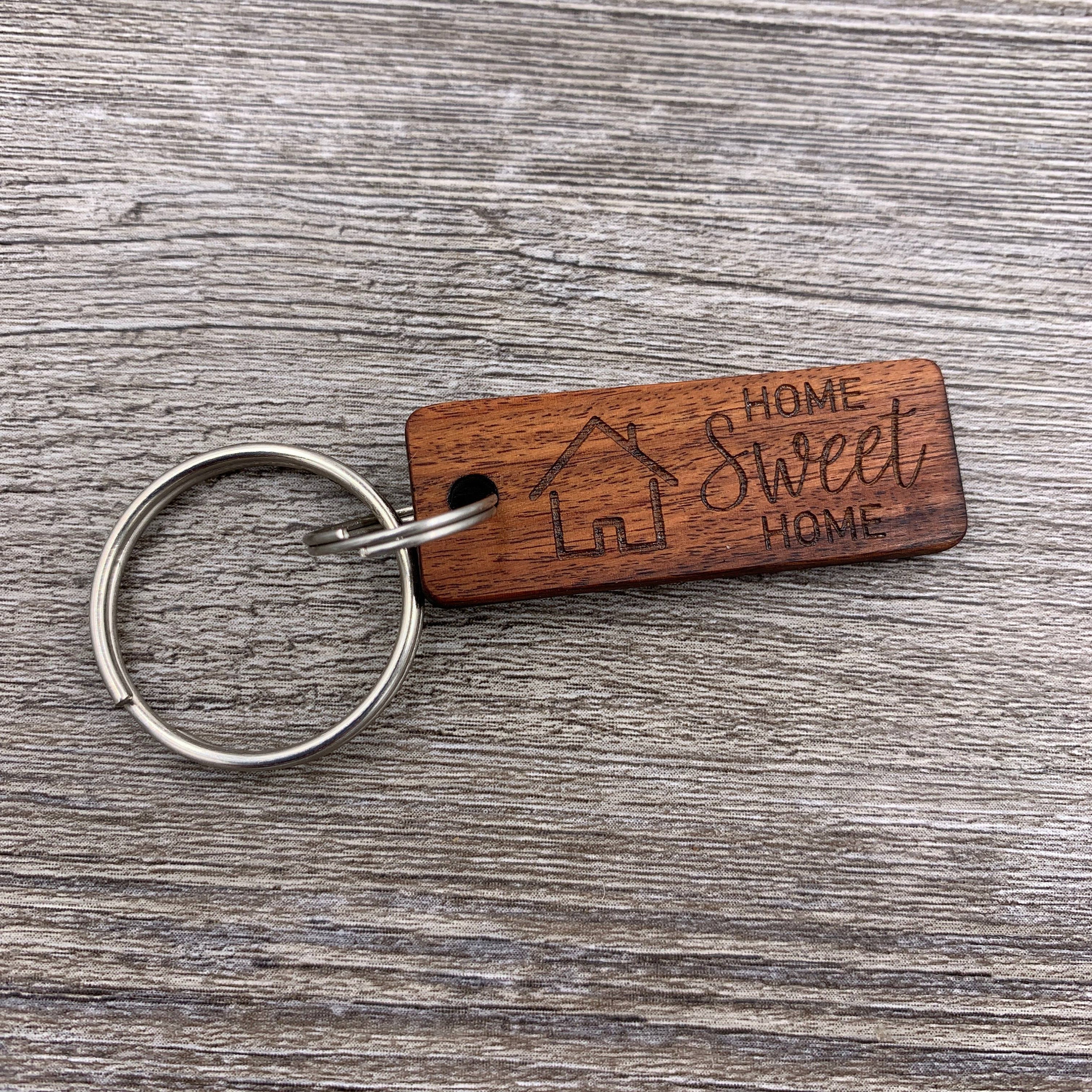 Home Sweet Home Keychain Wood Keychain Custom Wood Keychain Etsy