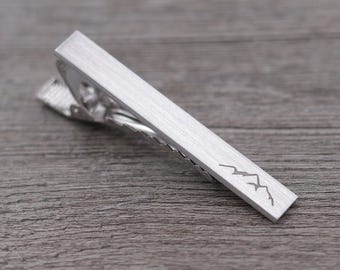 Mountain Range: Custom Engraved Aluminum Tie Clip