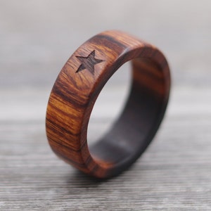 Wüsten-Eisenholz Stern Ring, Holzring nach Maß, Ring - Holzring, Männer Schmuck, Vatertag, Jahrestag