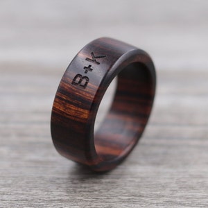 Desert Ironwood Wood Ring Custom Wood Ring Personalized Ring Engraved Wedding Ring Wooden Ring Mens Jewelry 5 Year Anniversary image 1