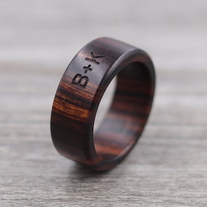 Desert Ironwood Wood Ring Custom Wood Ring Personalized Ring Engraved Wedding Ring Wooden Ring Mens Jewelry 5 Year Anniversary image 1