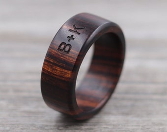  Mozzin Wood Rings Wooden Band For Men and Women, 8mm Natural  Hardwood Ring, Comfort Fit, Cross Motif Inlaid : Handmade Products