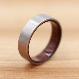Titanium Ring Lined with Cocobolo - Wedding Band - Unique Wedding Ring - Wood Titanium Ring