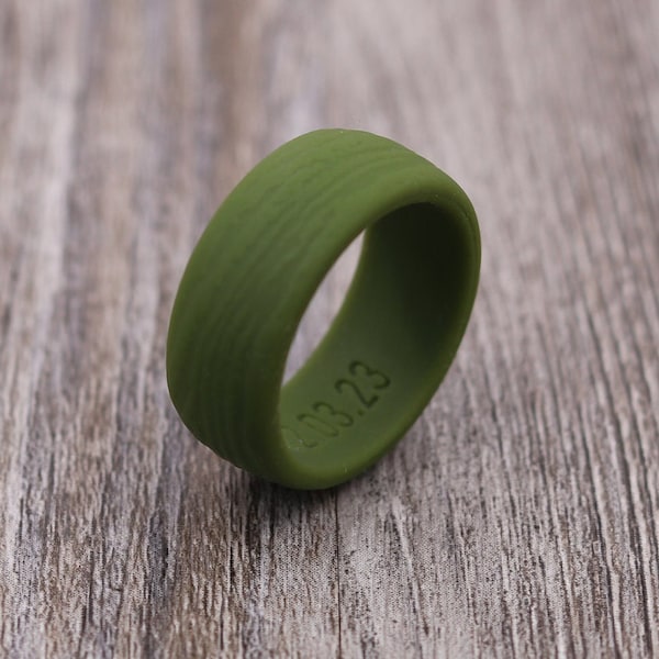 8.7MM Silicone Tree Bark Ring,Silicone Band,Wedding Band,Personalized Ring,Custom,Wedding Ring,Unique,Lightweight Ring,Mens Jewelry,Engraved