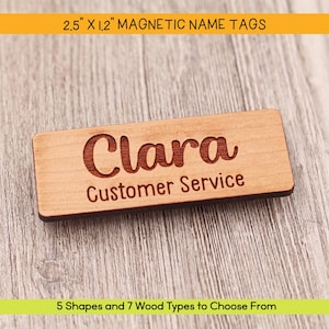 2.5" x 1.2" Rectangle Name Tag (Choice of Color): Custom Magnetic Wood Name Badge