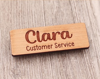 2.5" x 1.2" Rectangle Name Tag (Choice of Color): Custom Magnetic Wood Name Badge