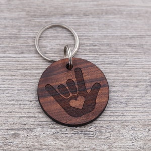 I Love You Sign, ASL Keychain, American Sign Language Keychain, Personalized Keychain, Custom Wood Keychain, Small Gift, Friend Gift