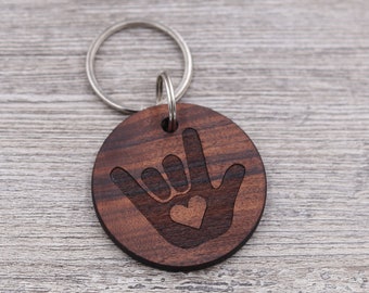 I Love You Sign, ASL Keychain, American Sign Language Keychain, Personalized Keychain, Custom Wood Keychain, Small Gift, Friend Gift