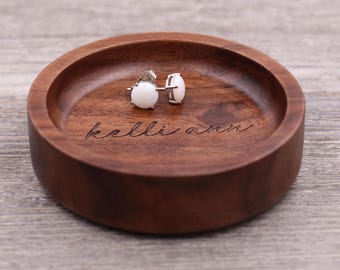 Cursive Name: Custom Walnut and Olivewood Jewelry Dishes