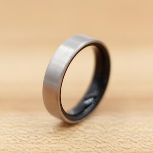 Titanium Ring Lined with Ebony- Wedding Band - Unique Wedding Ring
