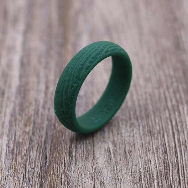 5.7MM Silicone Tree Bark Ring,Silicone Band,Wedding Band,Personalized Ring,Custom,Wedding Ring,Unique,Lightweight Ring,Mens Jewelry,Engraved