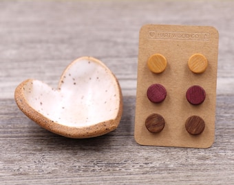 3 Pairs (Choice of Wood): Wood Stud Earrings