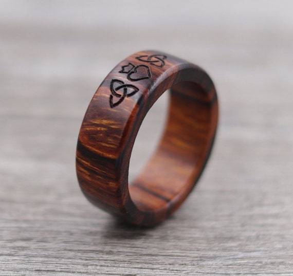 Engraved wooden rings sale
