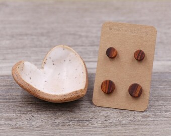 2 Pairs (Choice of Wood): Wood Stud Earrings