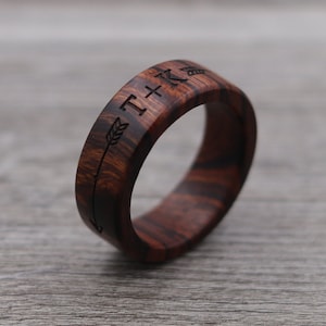 Desert Ironwood Wood Ring Custom Wood Ring Personalized Ring Engraved Wedding Ring Wooden Ring Mens Jewelry 5 Year Anniversary image 2