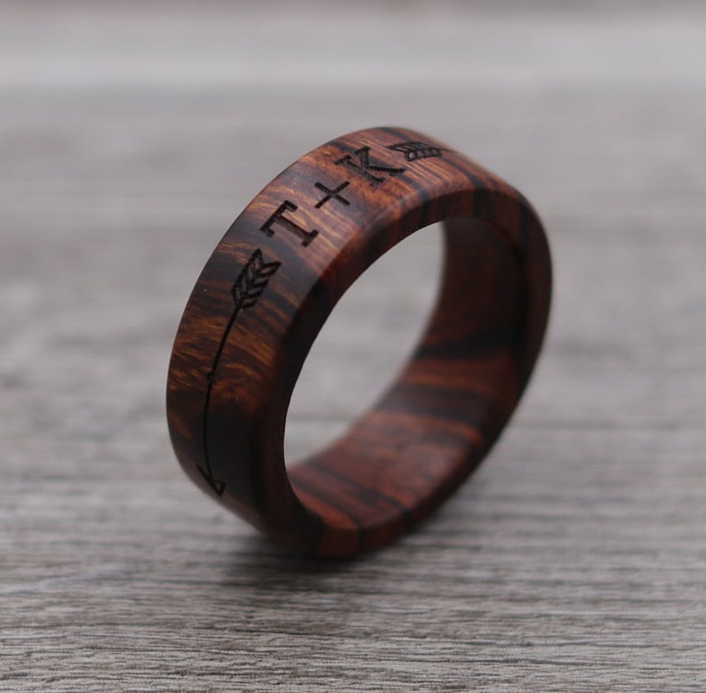 Desert Ironwood Wood Ring Custom Wood Ring Personalized Ring Engraved Wedding Ring Wooden Ring Mens Jewelry 5 Year Anniversary image 2