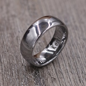 8MM - Polished Tungsten Ring, Tungsten Band, Wedding Band, Personalized Ring, Engraved Ring, Custom Ring, Wedding Ring, Unique Men&#39;s Jewelry