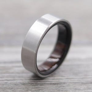 Titanium Ring Lined with Macassar Ebony, Wedding Band, Unique Wedding Ring, Titanium Wedding Band, Mesquite Ring, Simple Ring