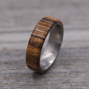Bocote Wood Ring,Wood Ring,Titanium Ring,Personalized Ring,Wooden Ring,Wedding Ring,Unique Ring,Mens Jewelry