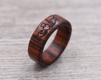Wood Irish Claddagh Ring - Custom Wood Ring - Personalized Ring - Engraved - Wedding Ring - Wooden Ring - Mens Jewelry - 5 Year Anniversary