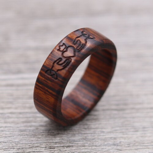 Wood Irish Claddagh Ring Custom Wood Ring Personalized - Etsy