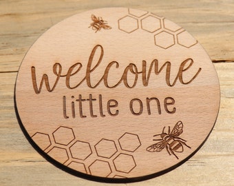 Bees & Honeycomb - Baby's Monthly Wood Milestone Markers, Birth Announcement, Baby Photo Props, Baby's First Year, Baby Shower Gift, Newborn