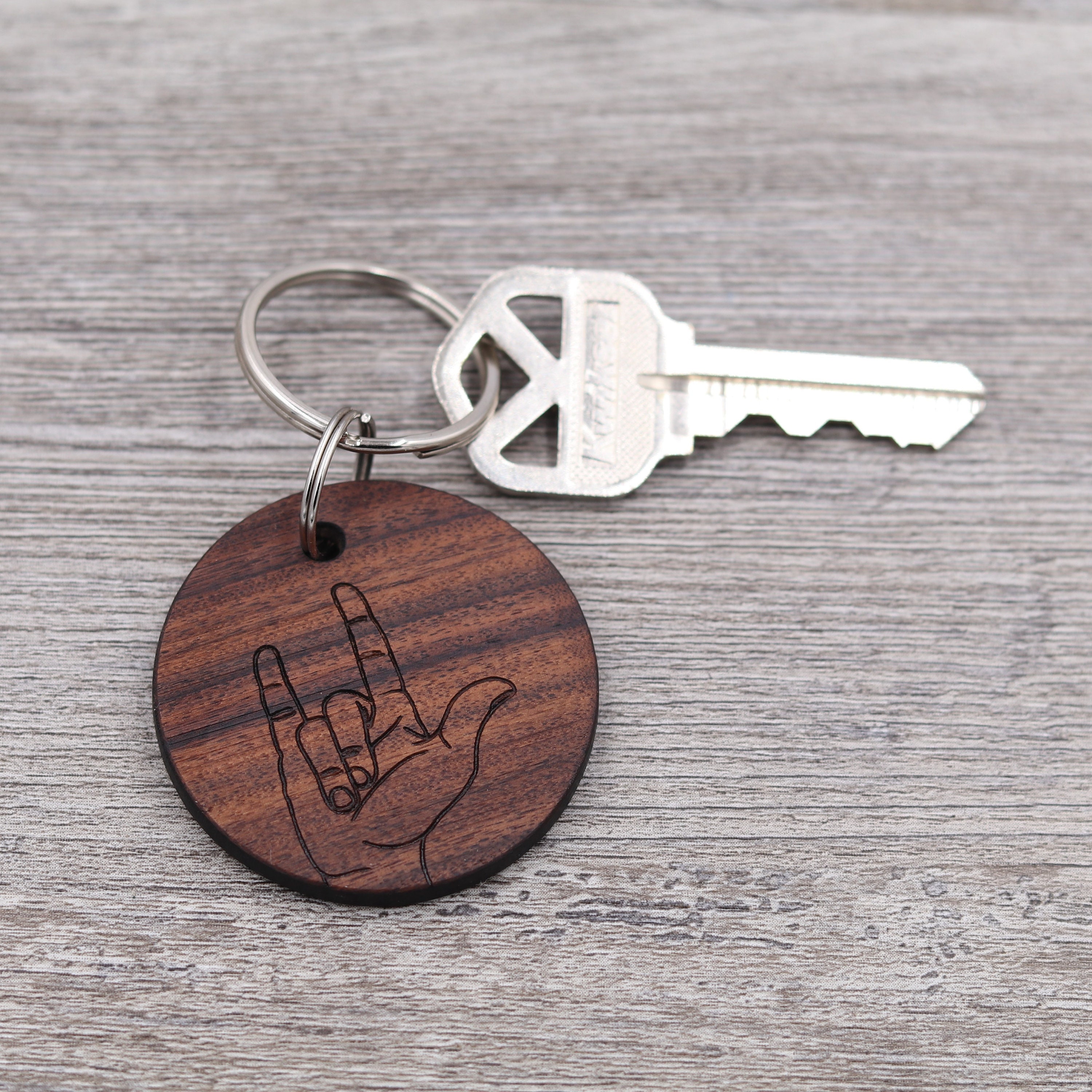 I Love You Sign Asl Keychain American Sign Language Keychain Personalized Keychain Custom Wood Keychain Small Gift Friend Gift