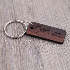 READY TO SHIP // Pinky Promise, Pinky Swear, Promises, Wood Keychain, Engraved Keychain, Small Gift, Gift for Him, Gift for Her, Friend Gift