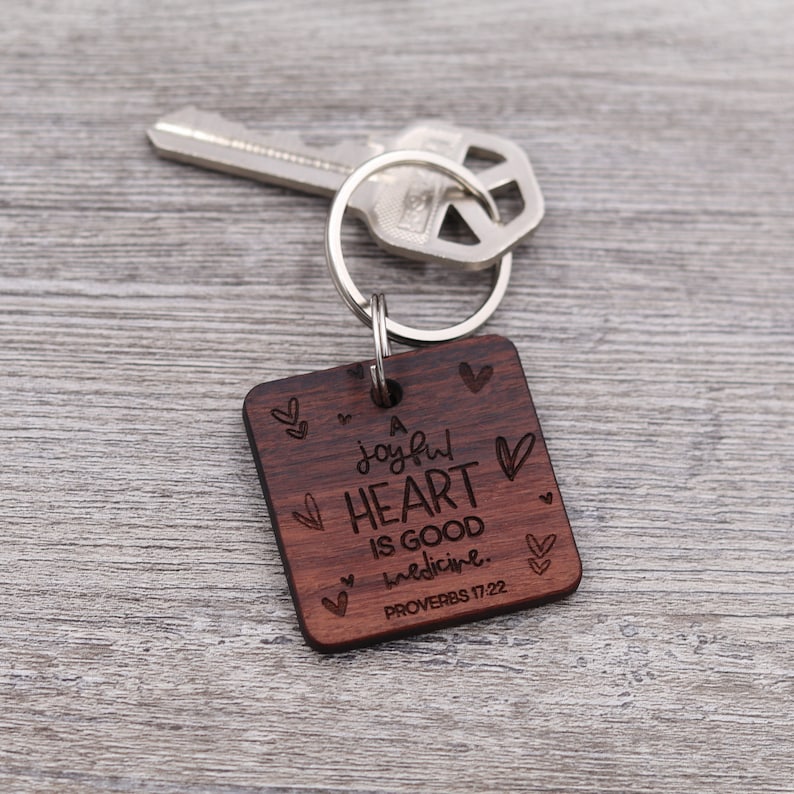 Joyful Heart Keychain Personalized Keychain Custom Etsy